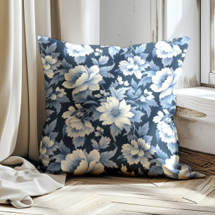 Coussin Marine Dusty Blue Vintage Floral