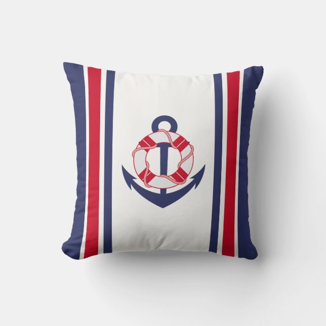 Coussin Marine et Ancre rouge (Recto)