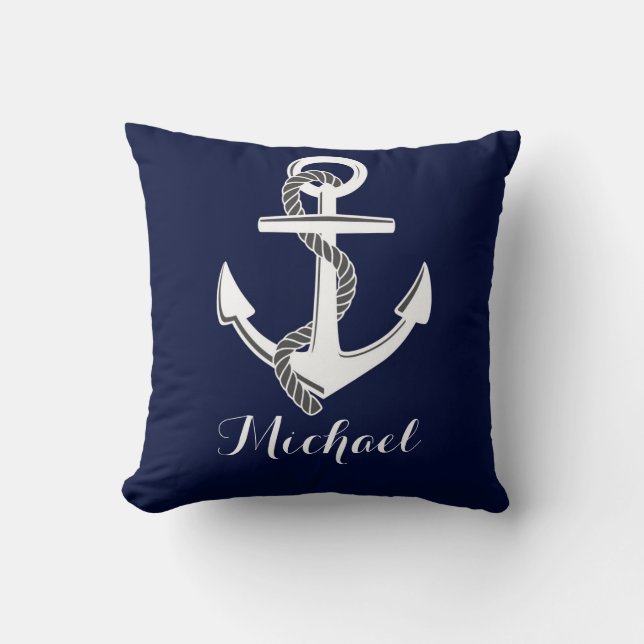 Coussin Marine et carreau nautique blanc de coutume (Recto)