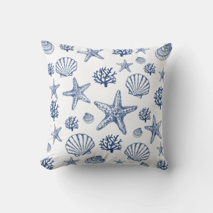 Coussin Marine White Sea Shell Motif Design côtier