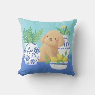 Coussin Marionnette mignonne avec Plantes, citrons et fleu