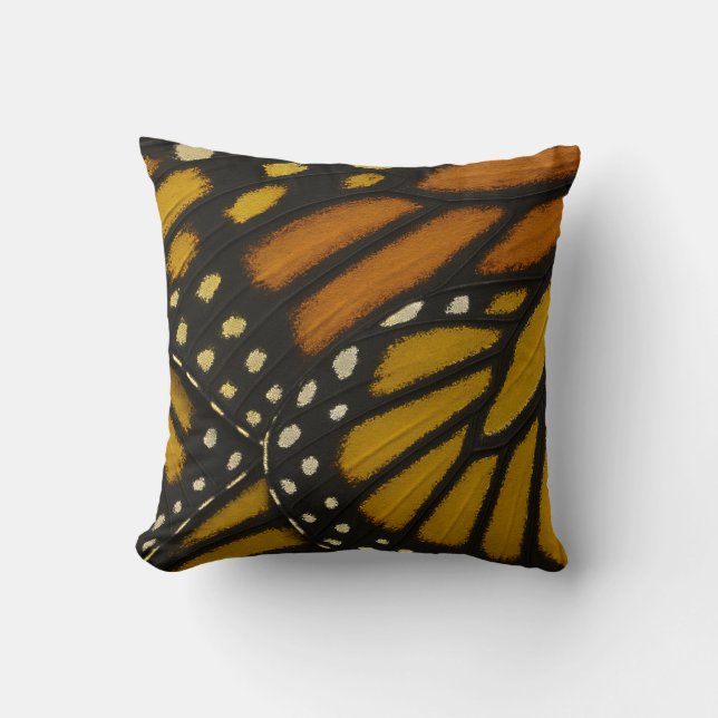 Coussin Mariposa Orange & Yellow Monarch Butterfly Wing (Recto)