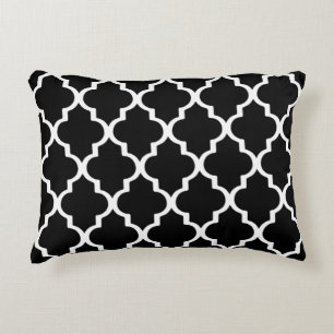 Coussin marocain de motif de trellis - noir et