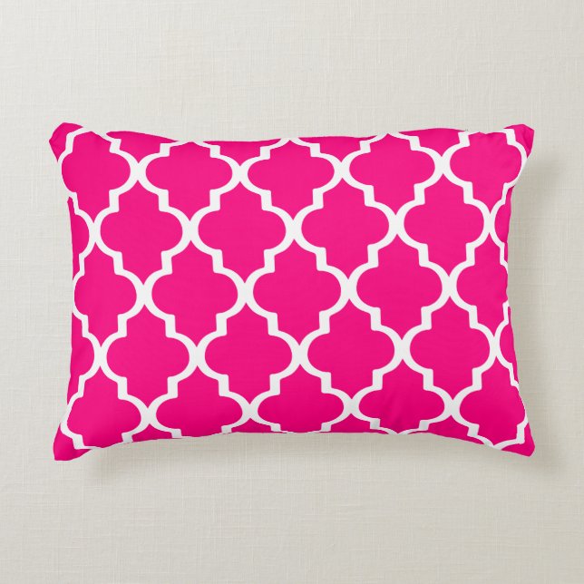 Coussin marocain de motif de trellis - rose indien (Devant)