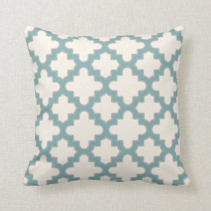 Coussin Marocain moderne Quatrefoil dans le gris turquoise