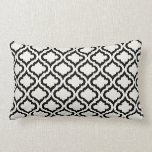 Coussin marocain noir et blanc chic d'ikat de