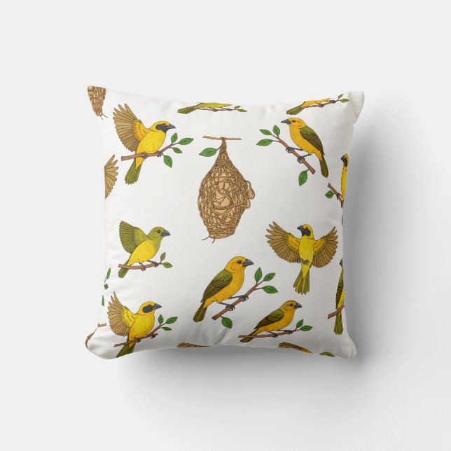 Coussin Marocain Village Weaver Bird Motif (Recto)