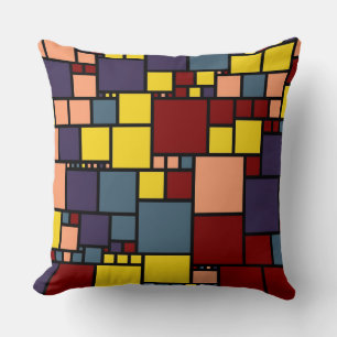 Coussin Maroon jaune rétro violet Carré Motif