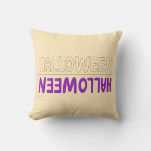 Coussin Marque d'Halloween violet gras avec amusant rétro