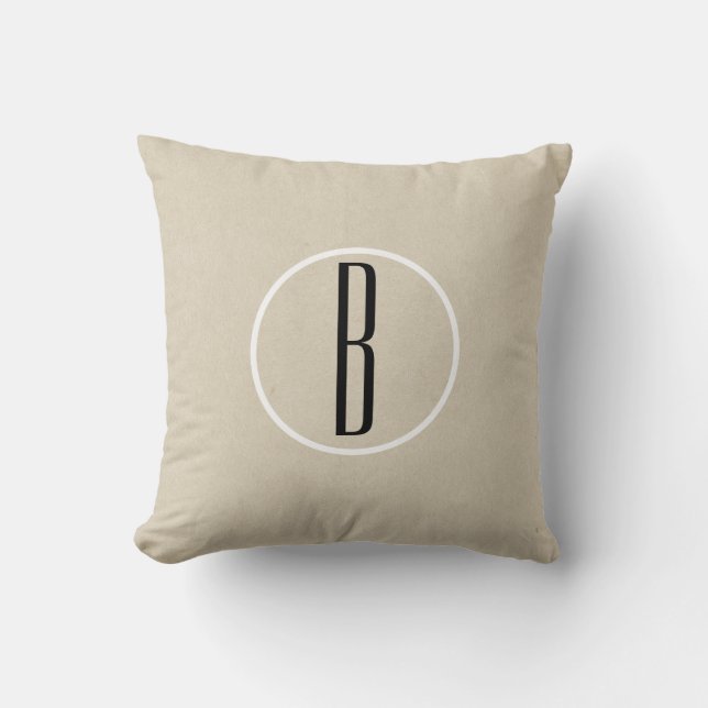 Coussin Marron Kraft Chic Monogramme Lettre Initiale Rusti (Recto)