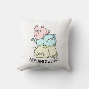 Coussin Marsh-meow-low Funny Chat Marshmallow Pun
