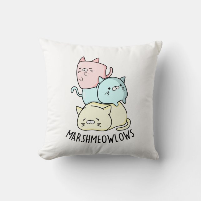 Coussin Marsh-meow-low Funny Chat Marshmallow Pun (Recto)