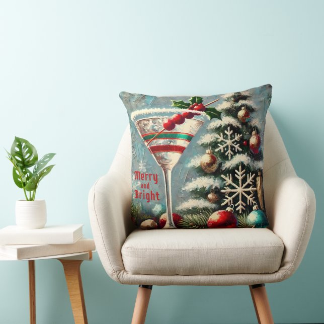 Coussin Martini de Noël Retro les années 50 Cranberry (Chaise)