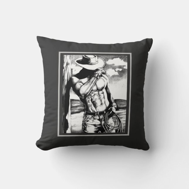 Coussin Masculine rustique Sexy Western Cowboy Ranch Main (Recto)