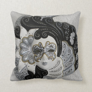 Coussin Masque de carnaval noir blanc mardi Gras