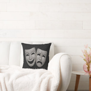 Coussin Masque de Comédie et Tragédie Brillante Drame