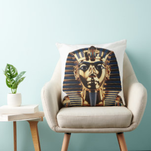 Coussin Masque Égyptien Doré Luxueux en Art