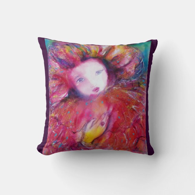 Coussin MASQUE EN ROUGE ET JAUNE / Boule Masquearde véniti (Recto)