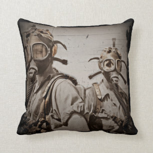 Coussin Masques à gaz inspirés de Steampunk