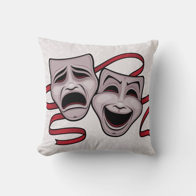 Coussin Masques de théâtre de comédie et de tragédie (Recto)