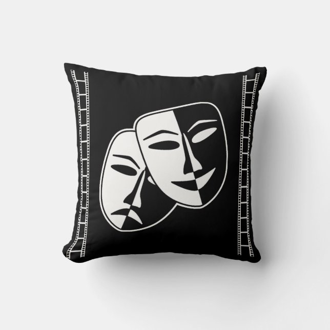 Coussin Masques de tragédie de comédie de théâtre de home (Recto)
