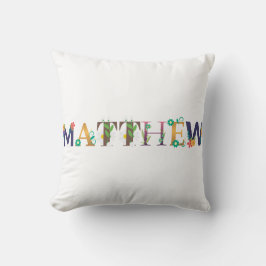 Coussin MATTHEW Nom Art Avec Fleurs Brodées