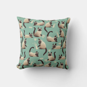 Coussin Mauvais chats siamois frapper des trucs