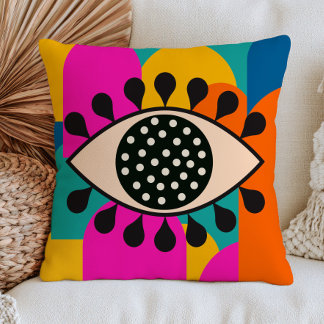 Coussin Mauvais œil à pois Formes abstraites Nazar bohème
