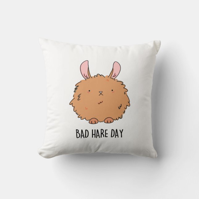 Coussin Mauvaise journée de lièvre amusant jeu de lapin (Recto)