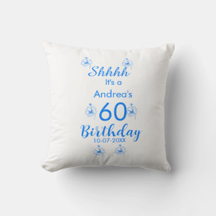 Coussin Mauve blanche bleu shhh nom floral 60e anniversair