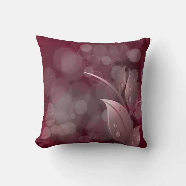 Coussin Mauve Bokeh MoJo Feuille-américain (Recto)