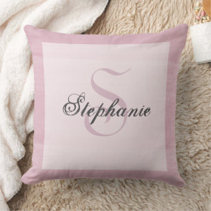 Coussin Mauve rose moderne typographie unique Monogramme N