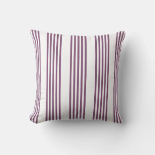 Coussin Mauve violet blanc cinq bandes motif