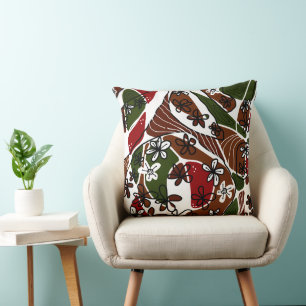 Coussin Maximaliste Floral Neuro Art - Blanc Brown