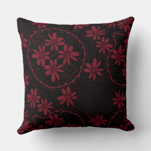 Coussin Maz bulles florales Polka point noir rouge