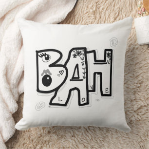 Coussin Mazipoodles Bah Humbug Blanc Noir