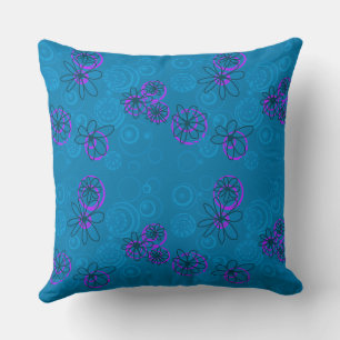 Coussin Mazipoodles bulles florales - Turquoise pourpre