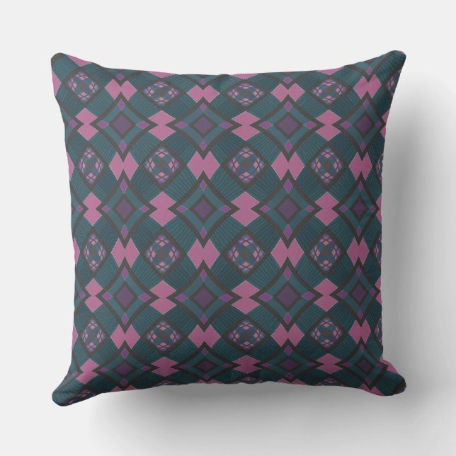 Coussin Mazipoodles carreau carré plaid - Dusty Turquoise  (Verso)