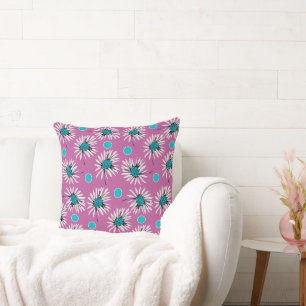 Coussin Mazipoodles Gras Marguerites - Roses Dusty Turquoi