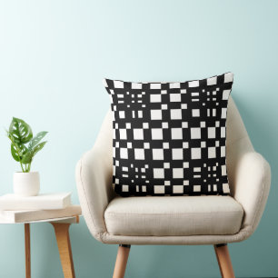 Coussin Mazipoodles Grille Carré 3D Noir Blanc