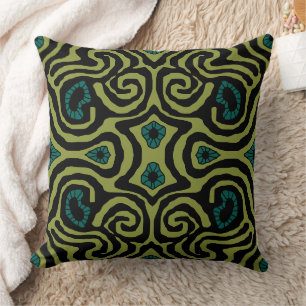Coussin Mazipoodles Maze fou - Olive Black Turquoise