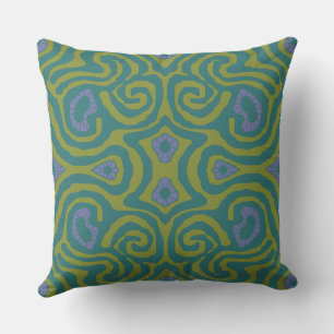 Coussin Mazipoodles Maze fou - Olive Turquoise Periwinkle