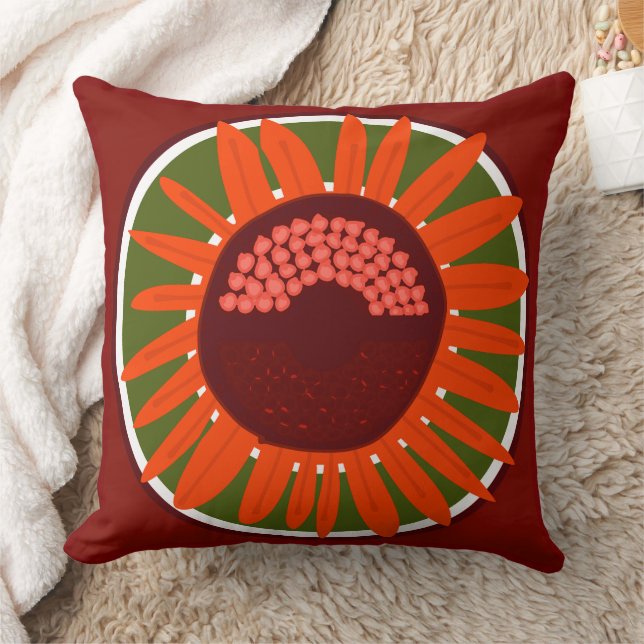 Coussin Mazipoodles Sunflower Sunshine : Vert Brown Orange (Couverture)
