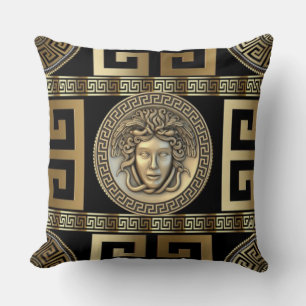 Coussin Méandres de Méduse dorée Clé de la vie 