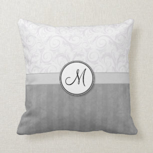 Coussin Mèches florales et rayures de neige argentée ave