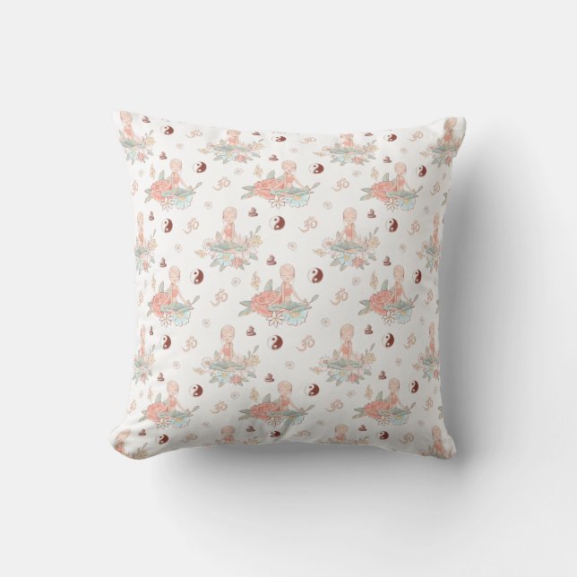Coussin Médaille Zen Yoga Lotus Namaste Pastel (Recto)