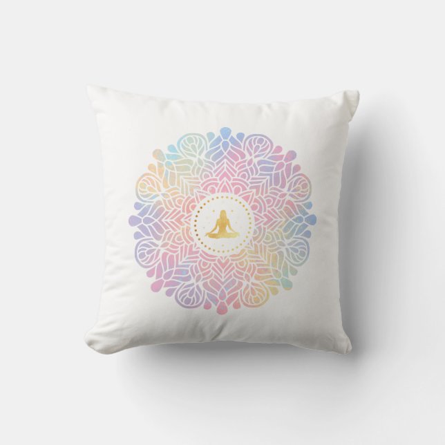 Coussin *~* Méditation des femmes Mandala Energy Pastel Ra (Recto)