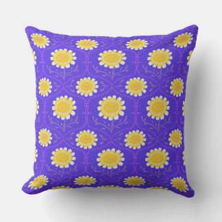 Coussin Mediterranean Blue and Yellow Floral Greek Flora 