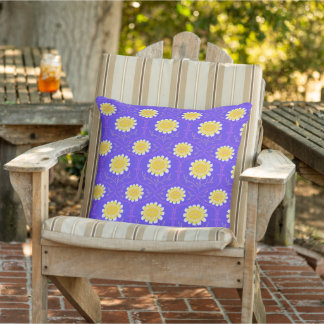 Coussin Mediterranean Blue and Yellow Floral Greek Flora 