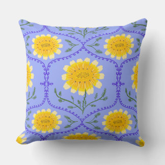 Coussin Mediterranean Blue and Yellow Floral Greek Flora 